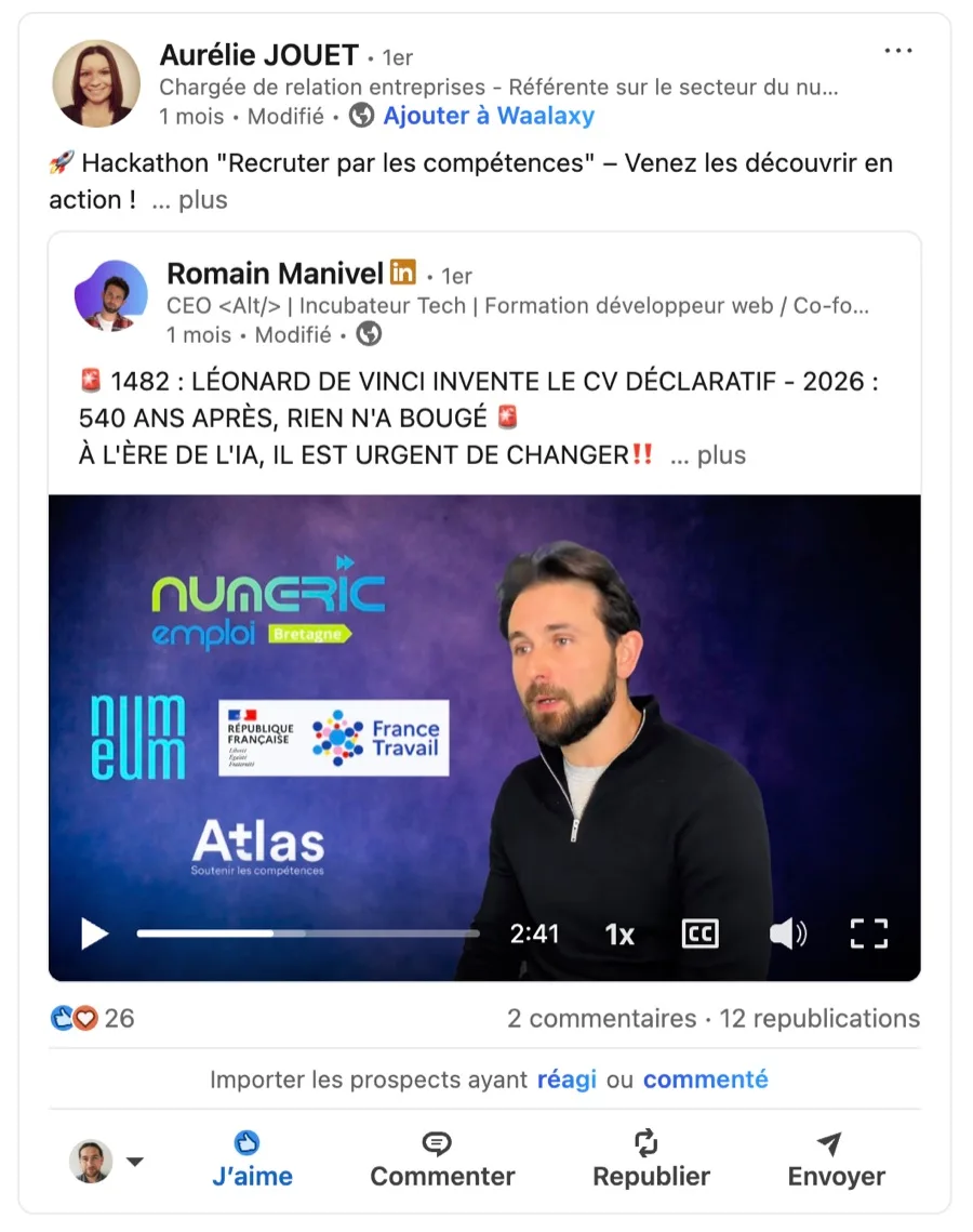 Publication de Aurélie Jouet sur LinkedIn