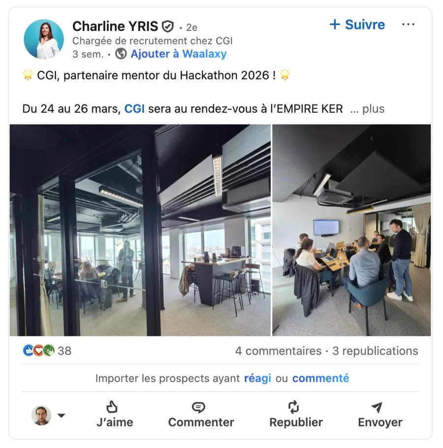 Publication de Charline Yris sur LinkedIn